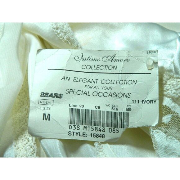 Intimo Amore Nightgown Women's Size Medium Ivory White Beaded Lace - Picture 10 of 11